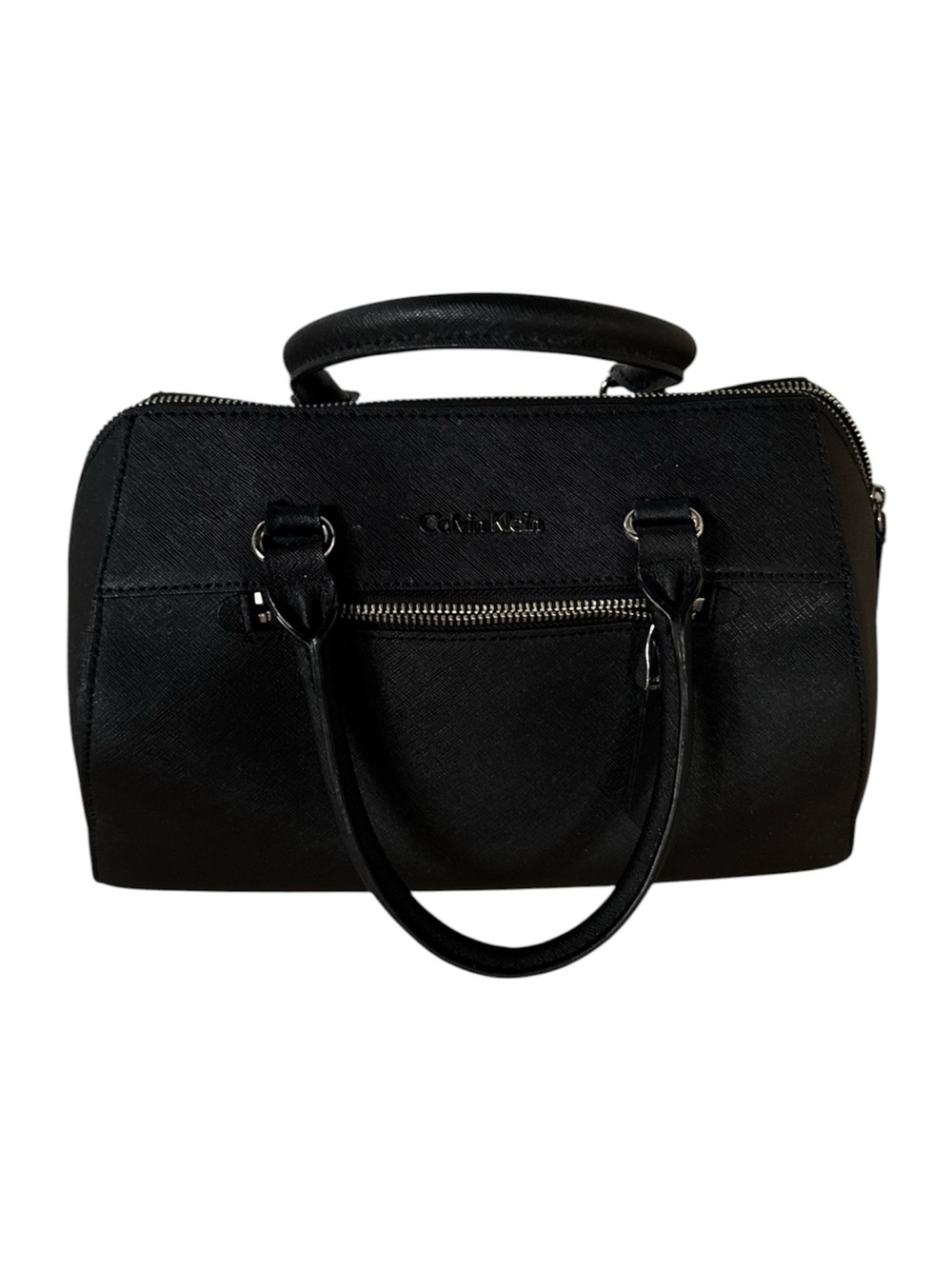 Calvin Klein Black Structured Satchel with Top Handles EUC